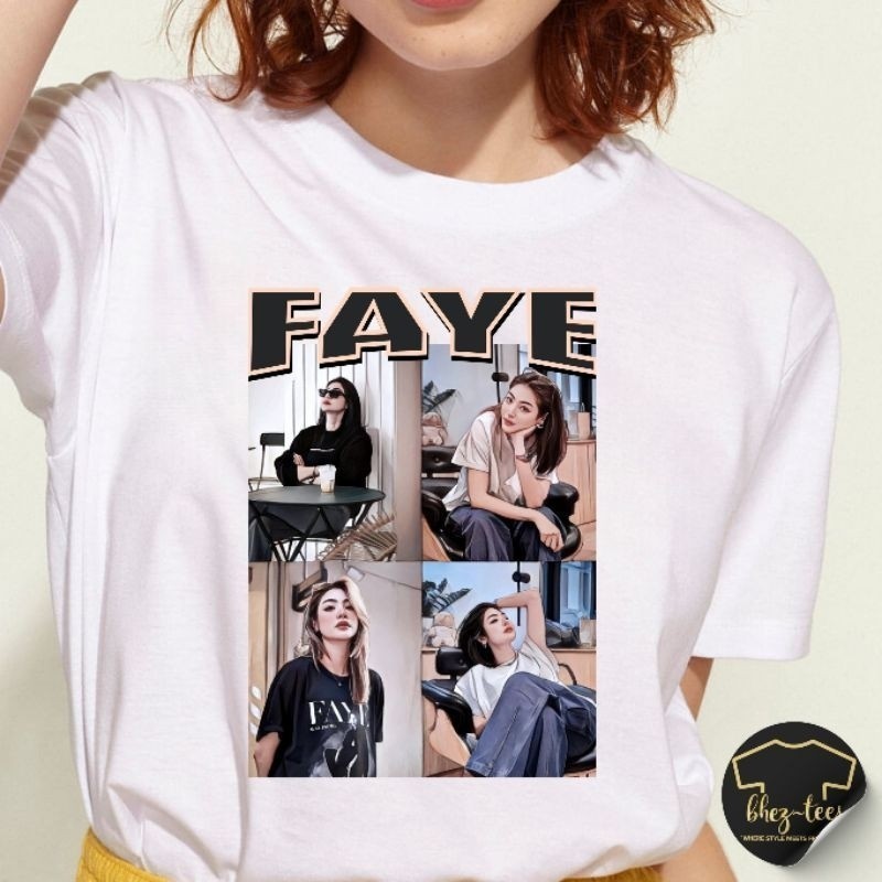 💖 เสื้อยืดแขนสั้นคอกลมFaye Malisorn Animated Graphic White Tees  [S-5XL]