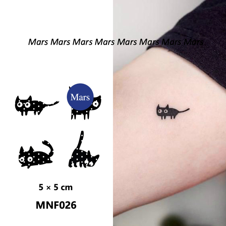 ซื้อ Mars Tattoonew Technology Magic, Long Lasting 2 สัปดาห์, รอยสักกึ่งถาวร, รอยสักชั่วคราว, สติ๊กเกอร์รอยสัก, สักปลอม, แมวดํา, MNF026