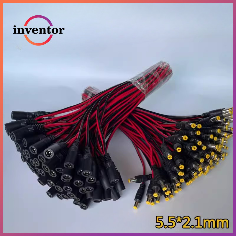 5pcs DC Power ชายหญิงสาย 12V ปลั๊ก DC อะแดปเตอร์สายปลั๊กสําหรับกล้องวงจรปิด DC ปลั๊ก 5.5*2.1 มม.5.5x
