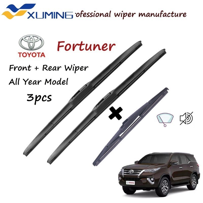 Xm (เลือกรุ่นของคุณ) ชุดใบปัดน้ําฝน Toyota Fortuner (หน้า+หลัง 3 ชิ้น) สําหรับชุดที่ปัดน้ําฝนกระจกรถยนต์ FORTY (แบบไฮบริดเดิม+หลังเดิม)