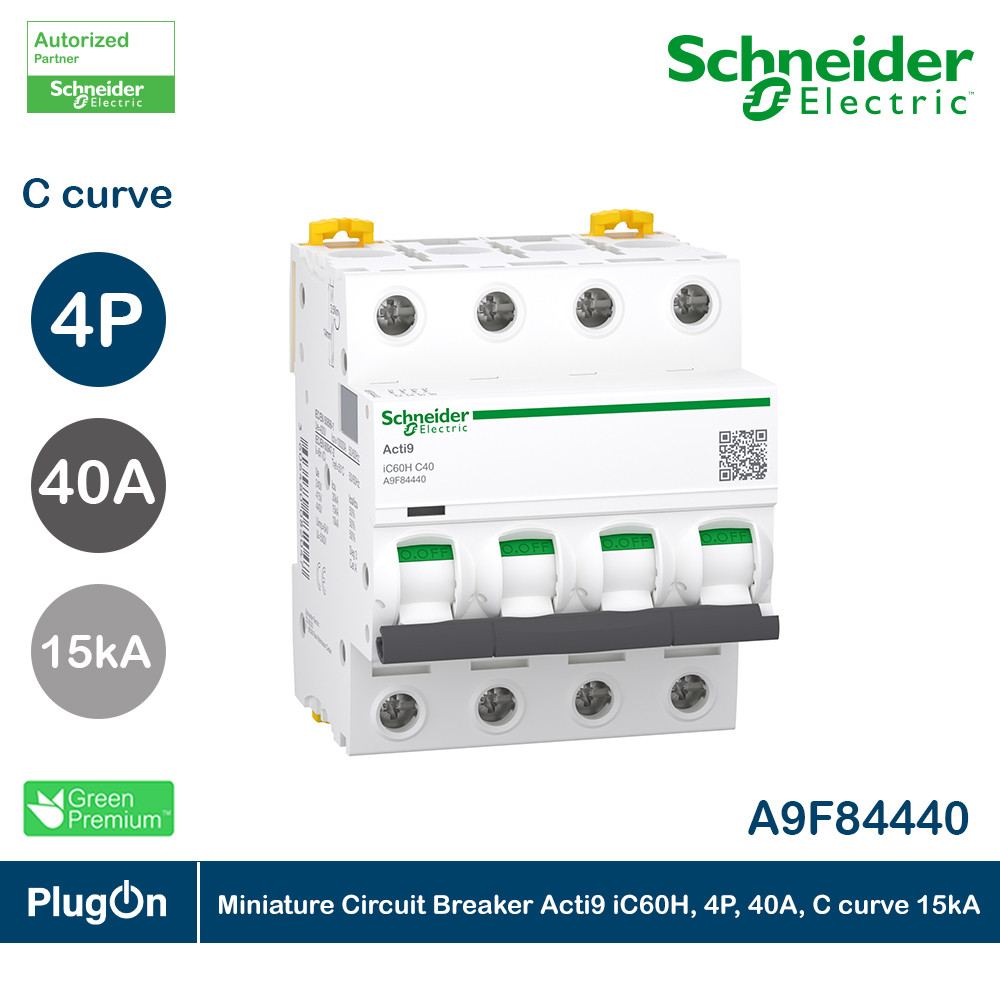 Schneider MCB 40A 4P iC60H C-curve Acti9 Miniature Circuit Breaker เซอร์กิตเบรกเกอร์ | A9F84440