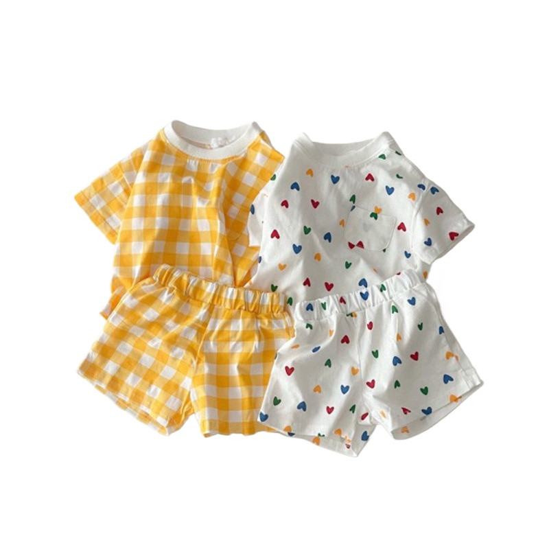 เสื้อผ้าเด็กชุดฤดูร้อนเสื้อแขนสั้น + กางเกงขาสั้น 2 ชิ้นชายหญิงเสื้อผ้าแฟชั่นเกาหลีชุด 0-3 ปีชุดเสื้อผ้า - รูปที่ 7