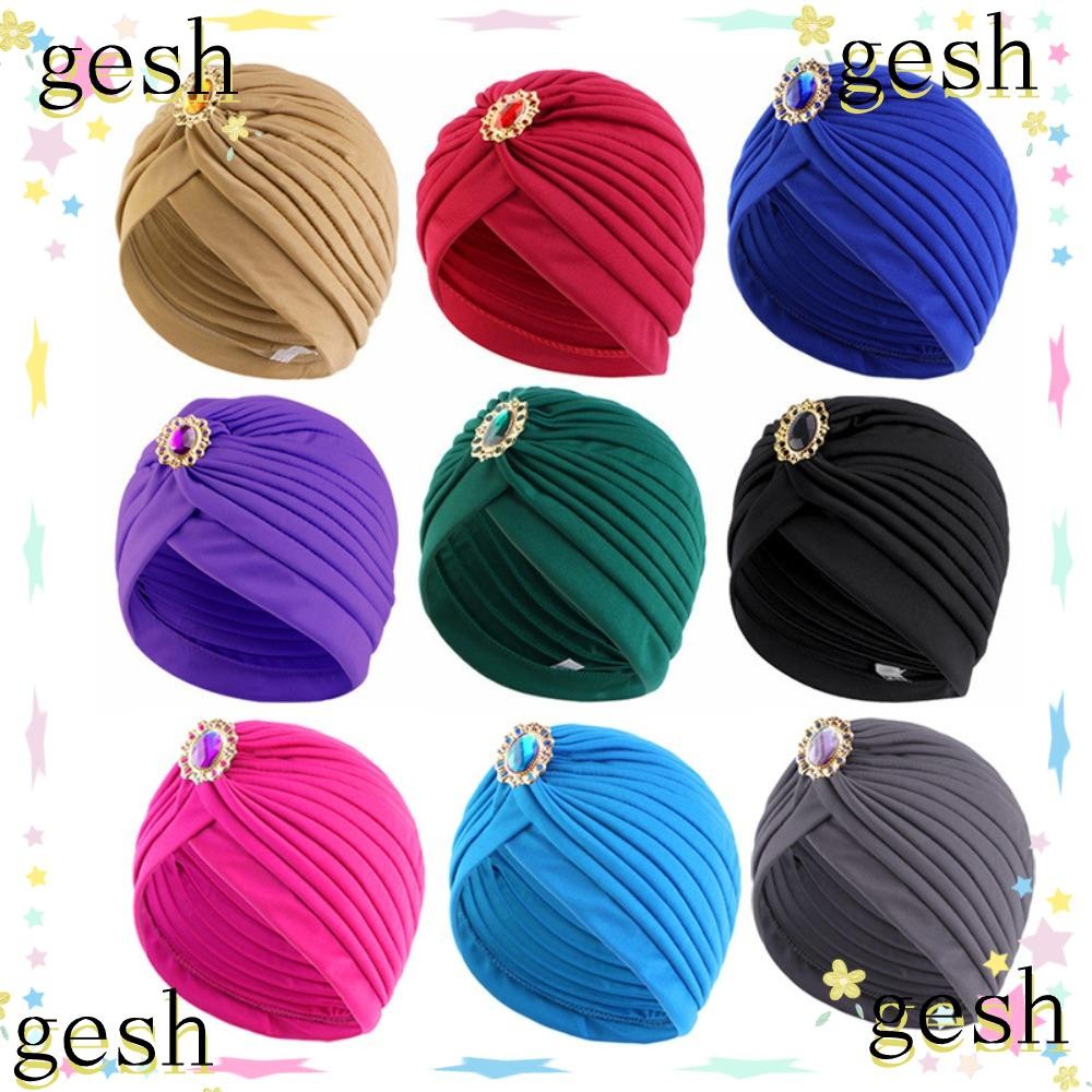 Gesh1 Retro ชาติพันธุ์ Turban หมวก, Headwear อุปกรณ์เสริมอินเดียหมวก, Twist Turban หมวกผู้หญิง