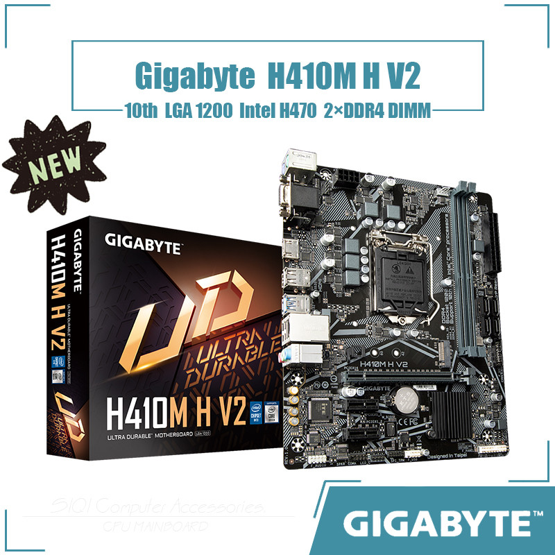 [ใหม่] เมนบอร์ด Gigabyte H410M H V2 2DDR4 DIMM LGA 1200 Intel H470 Micro ATX 10th gen Core 64GB