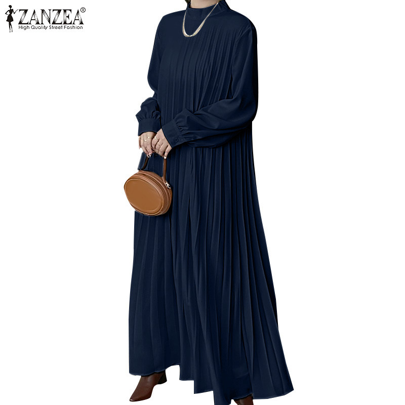 Zanzea ชุดเดรสจับจีบแขนโคมไฟสไตล์เกาหลีสําหรับผู้หญิง