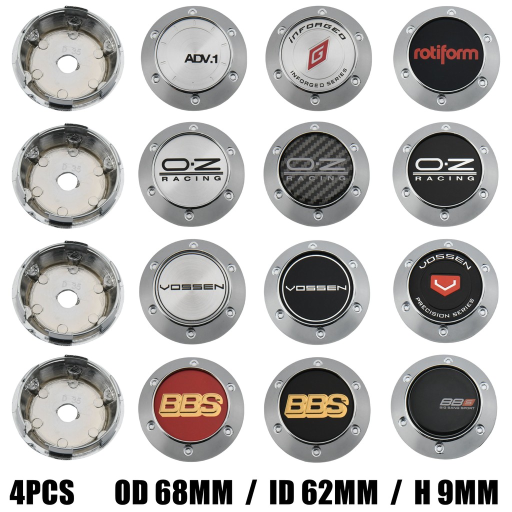 4ตัว ฝาครอบดุมล้อ HRE 68มม ฝาครอบล้อ VOSSEN ขอบ O.Z Racing สติ๊กเกอร์ ครอบดุมล้อ INFORGED