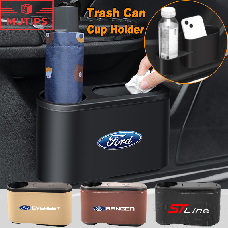 Ford ถังขยะในรถ รถยนต์ กล่องเก็บของออแกไนเซอร์ มีที่วางแก้วน้ำ เก็บถังขยะบ Ford ST Ranger Raptor Eve
