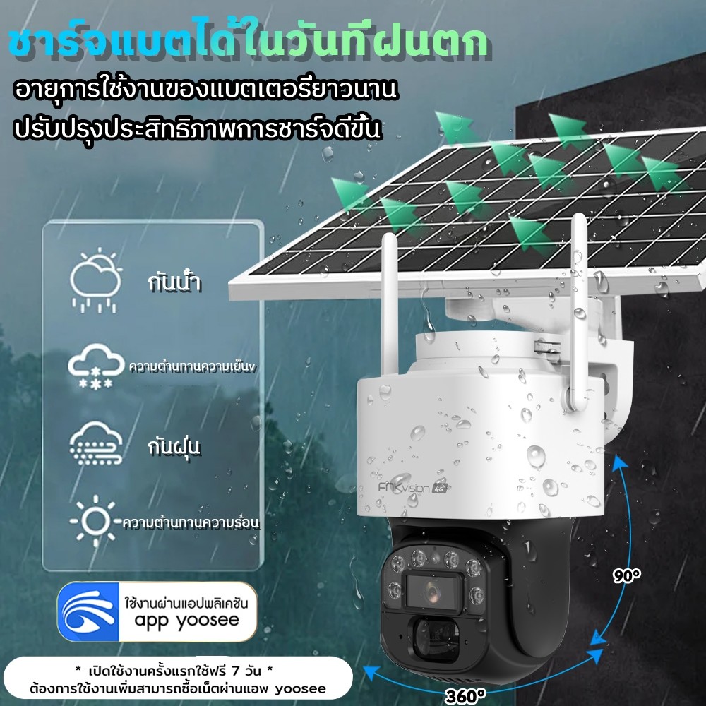 YOOSEE 4G กล้องวงจรปิด 5.0 ล้านพิกเซลกล้องซิมไร้สาย Full HD 5MP IP67กันน้ํา กลางคืนภาพเป็นสี ซิมเน็ตใช้งานฟรี 7 วัน