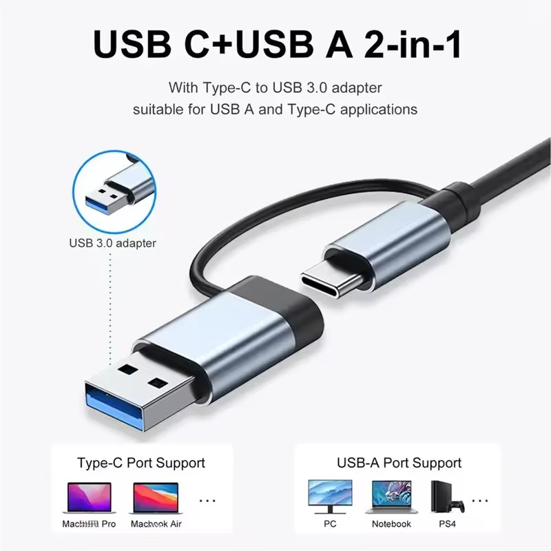 8 in 1 อะแดปเตอร์ฮับ USB+Type C HUB USB C เป็น USB 3.0 การ์ดรีดเดอร์ SD TF pd HUB 3.5 มม.สำหรับโทรศัพท์ม