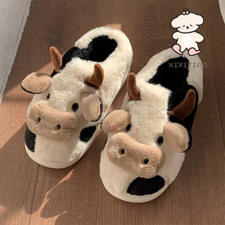 ฉี่เตียว น่ารักสาวหัวใจรวมทุกอย่างส้นรองเท้าแตะผ้าฝ้ายวัวหอพักนักเรียนหญิงรองเท้าบ้านที่อบอุ่น