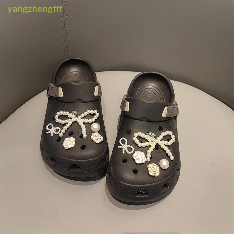 [yangzhengfff] ใหม่ Pearl Bowknot ที่ถอดออกได้รองเท้าหัวเข็มขัดอุปกรณ์เสริมขั้นสูงสไตล์บัลเล่ต์ตกแต่งหัวเข็มขัดน่ารักรองเท้าอุปกรณ์เสริมสําหรับสาวของขวัญ [ใหม่]