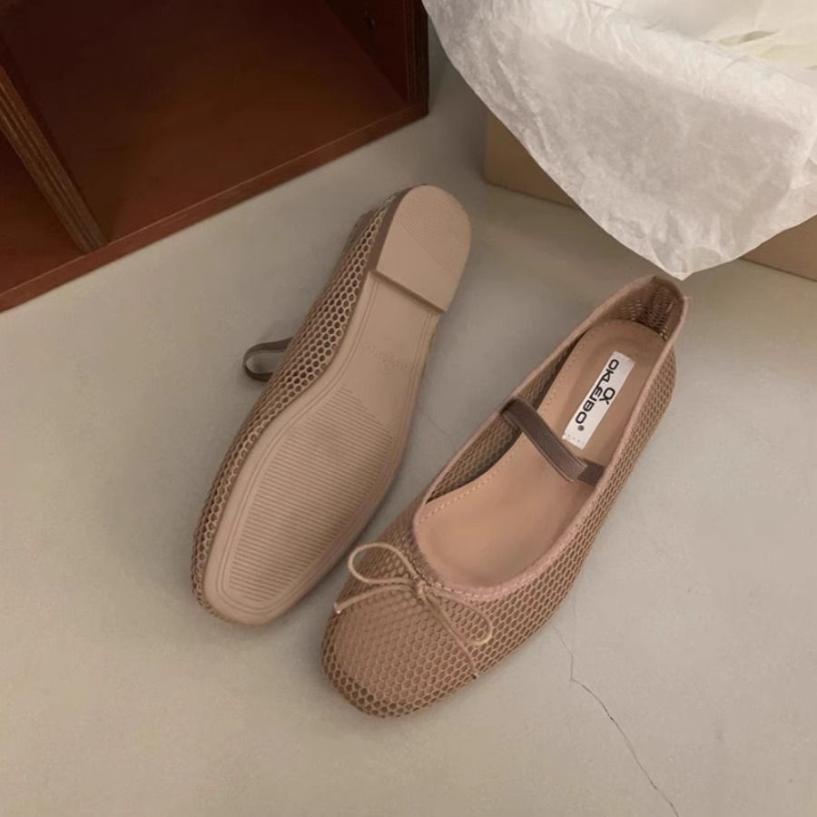 รองเท้าแมรี่เจนกลวงแบนรองเท้าบัลเล่ต์ระบายอากาศ - รูปที่ 3