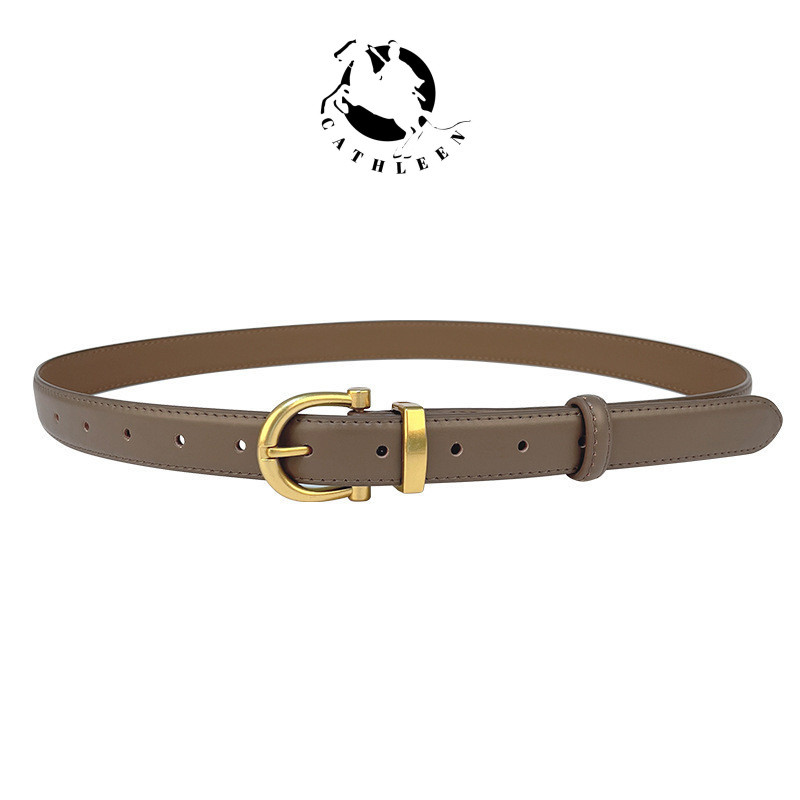 CATHLEENสินค้าใหม่ เข็มขัดหนังวัวแท้ ลําลอง เข้ากับทุกการแต่งกาย สําหรับผู้หญิงเข็มขัด