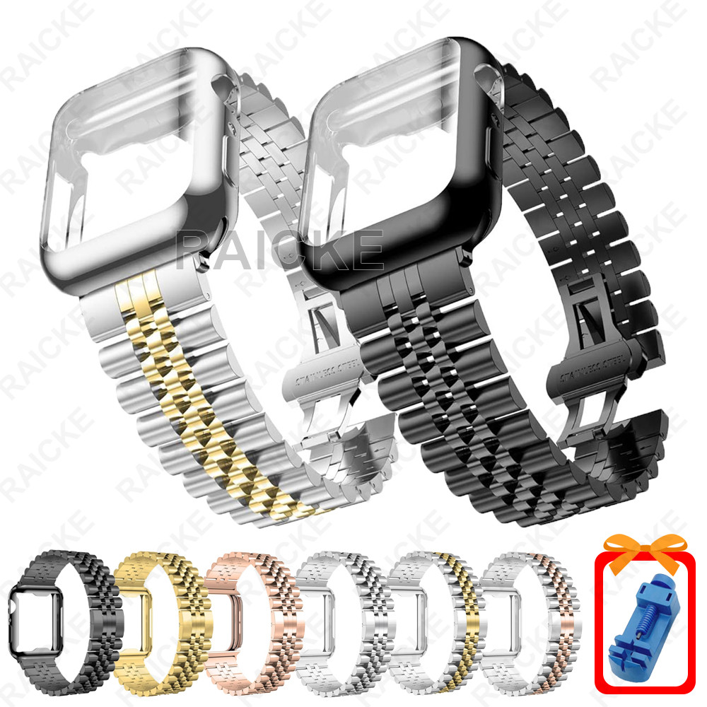 คลาสสิกสแตนเลส Steek Band สายโลหะสร้อยข้อมือสําหรับ iWatch Series 11/10/9/8/7/6/5/4/3/SE Ultra 2 49mm 46mm 44mm 45mm 49mm 41mm 42mm 40mm 38mm