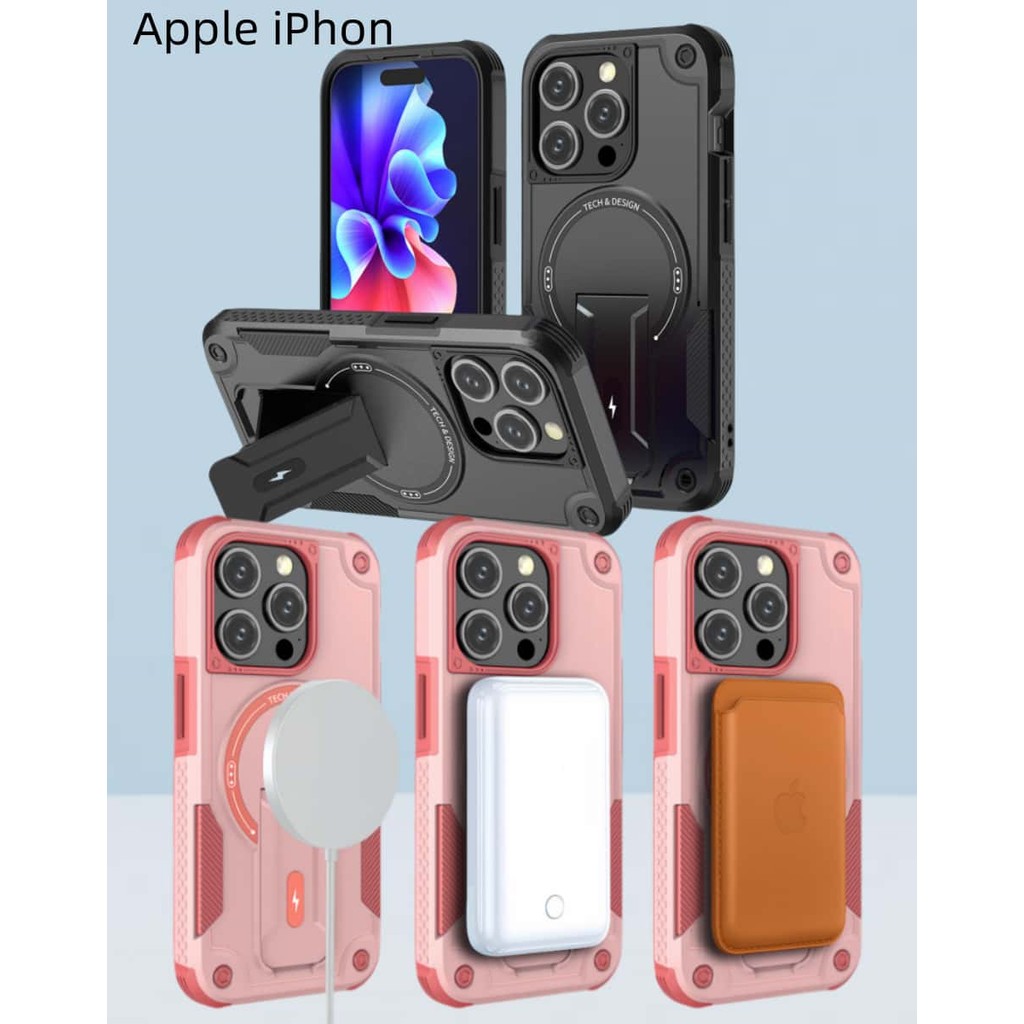 เคสโทรศัพท์มือถือ แข็ง กันกระแทก พับได้ ตั้งได้ สําหรับiPhone 15 14 13 12 Pro Max 14 15 Plus 5G