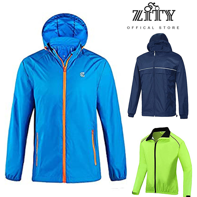 ZITY เสื้อกันฝนมีฮู้ดน้ําหนักเบากันน้ําสําหรับผู้ชายตกปลาเดินป่าชุดเสื้อกันฝนเสื้อแจ็คเก็ตสําหรับเพา