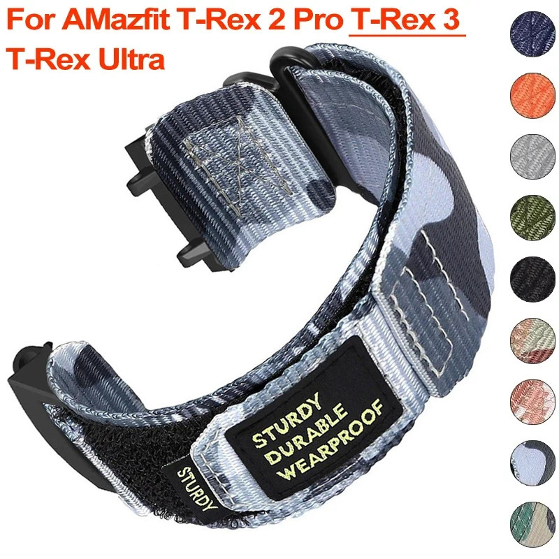 ใหม่ห่วงไนลอนสายกีฬาสําหรับ Huami Amazfit T-Rex 2 3 Ultra สายนาฬิกาสําหรับ Amazfit Trex Pro T Rex Tyrannosaurus Smartwatch สร้อยข้อมือกีฬา