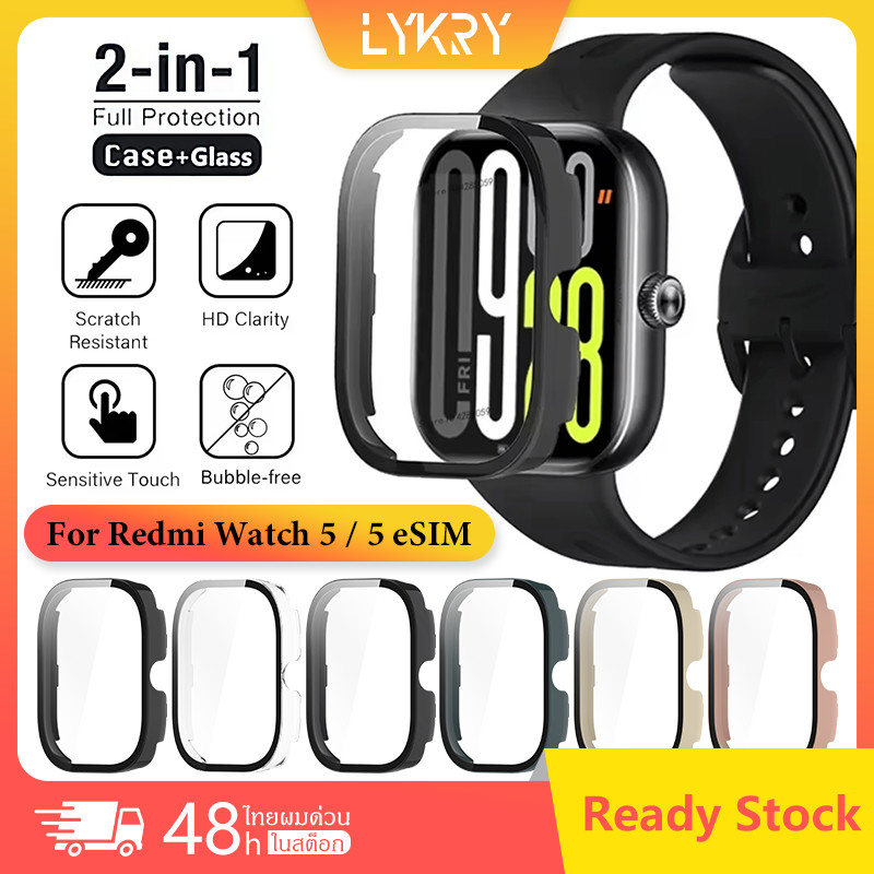 เคสพีซีแข็งป้องกันกระจก for Redmi Watch 5 / 5 eSIM ป้องกันหน้าจอทั้งหมดรอบด้วยอุปกรณ์เสริมฝาครอบฟิล์มกันชน
