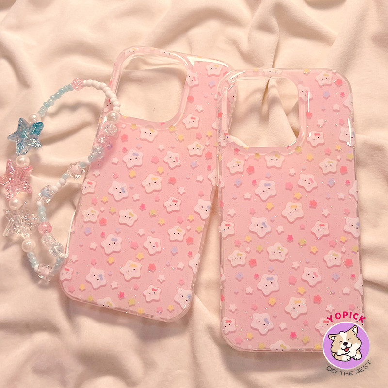 น่ารักการ์ตูนstarเคสโทรศัพท์สําหรับiphone 16 16Pro 16Plus 16Pro Max 11 12 13 14Plus 15Pro XR XS Max 6 7 8Plusโปร่งใสGlitterฝาครอบโทรศัพท์สาวนุ่มSlicone Bling SF