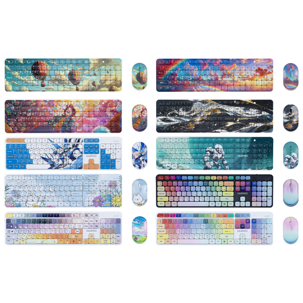 ชุดเมาส์คีย์บอร์ดไร้สาย Keyboard Mouse Nubwo NKM-643 Dual mode Wireless/Bluetooth RubberDome Switch