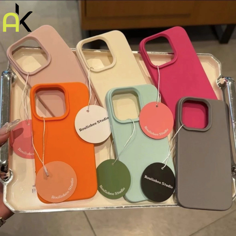 AK เคสโทรศัพท์ for IPhone 17 16 15 13 11 14 12 Pro Max 16 15 14 Plus XR XS Max เคสซิลิโคน กันเปื้อน สีพาสเทล