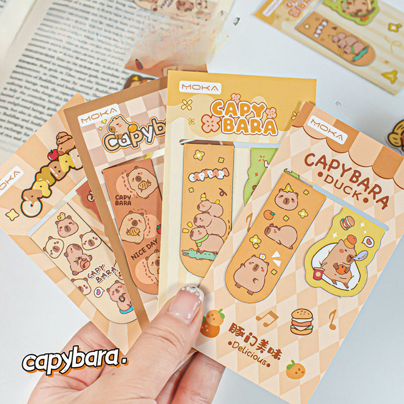 น่ารัก Capybara Magnetic Bookmark ชุดการ์ตูนนักเรียน บุ๊คมาร์คแม่เหล็ก เครื่องเขียน ของขวัญ