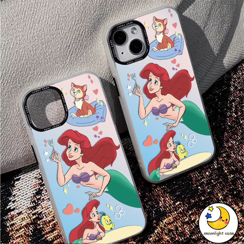 ใช้ได้กับเคส iPhone12 13 14 15 16 Pro MAX PLUS X XS XR XS 6p 7p 8pP6/7/8/SE2/SE3lus SE2020 การ์ตูนแฟชั่นเจ้าหญิงเงือก