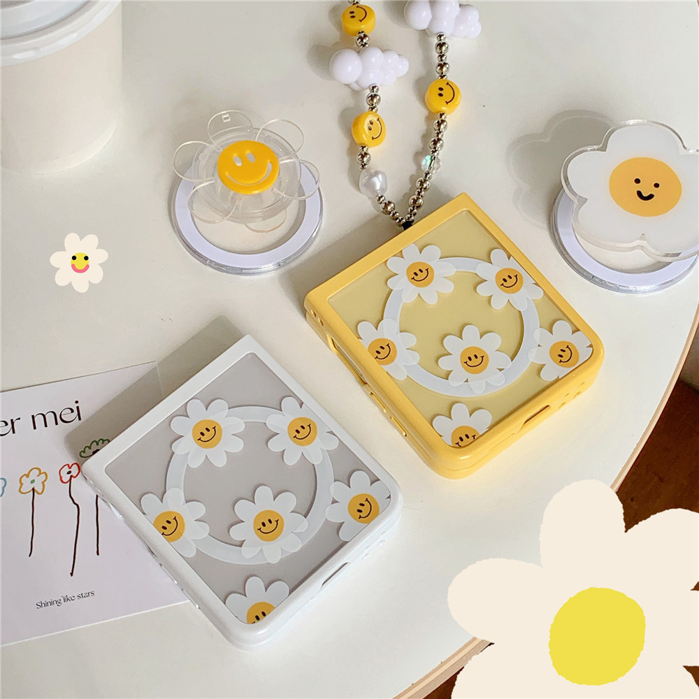 ธีมดอกทานตะวัน 2in1 สําหรับ Galaxy Z Flip7 Z Flip6/5 เคสแข็ง PC เปลี่ยนกันกระแทกโทรศัพท์ความคิดสร้างสรรค์กรณีสไตล์ใหม่ปกหลัง