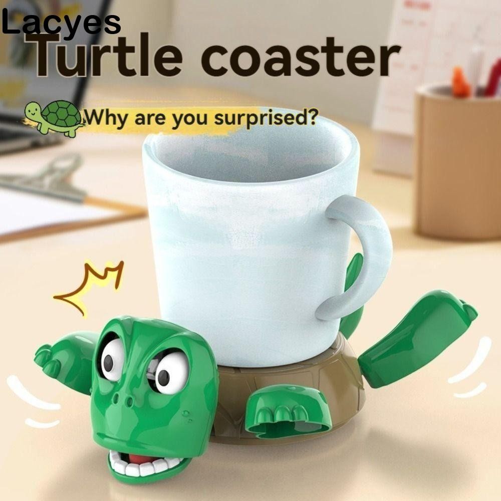 Lacyes Panicked Turtle Coaster, ABS Press Turtle Cup Pad Quirky Toys, Funny Expression Frighten Turt