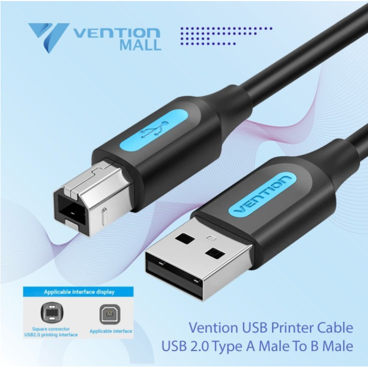 Vention USB 2.0 A to B Male Scanner Printer การ์ดเสียง Mixer Short 50cm 1m