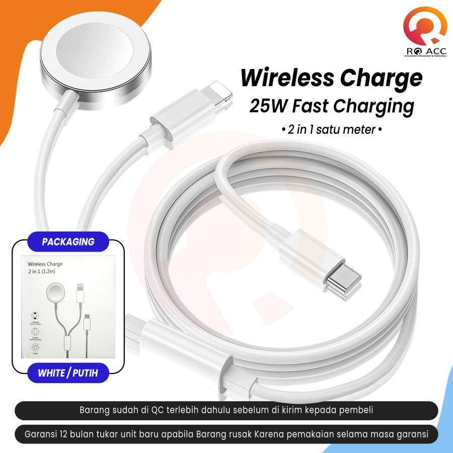 [RO ACC]สายชาร์จ USB-C ไร้สาย 25W 2IN1 ชาร์จเร็วสําหรับ APPLE WATCH 1/2/3/4/5/6/7 IPHONE 5/6/7/8/X/X