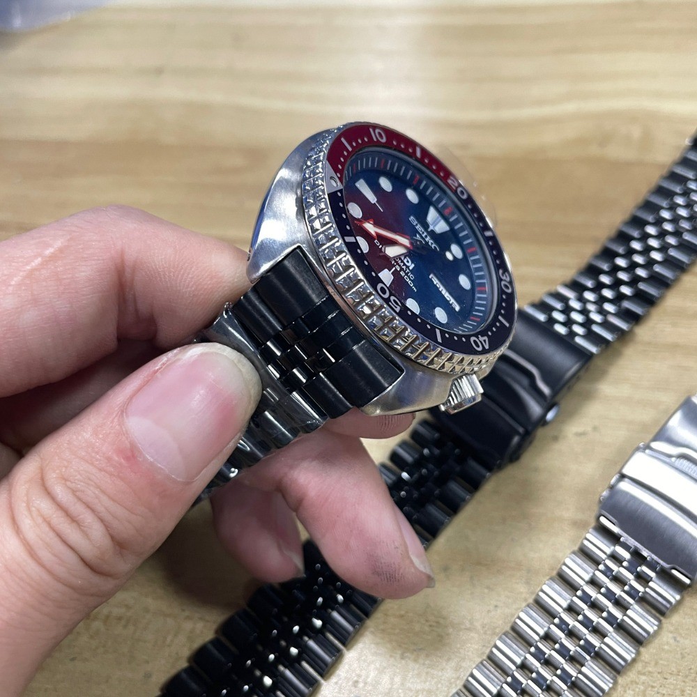 สําหรับ 22mm Seiko Turtle strap Prospex PADI Hollow Curved Seiko King Turtle Jubilee WatchBand strap Bracelet