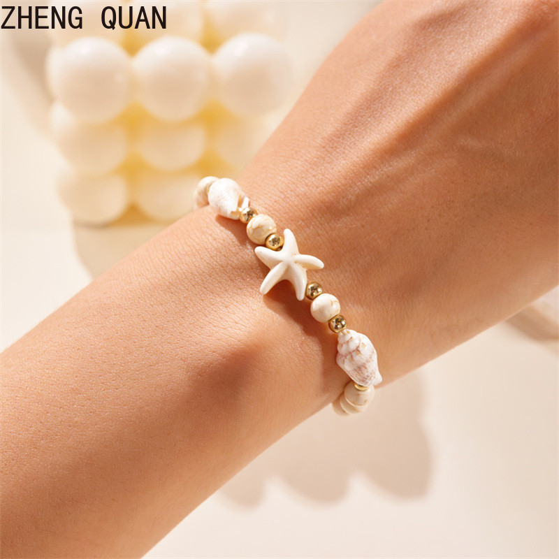 แฟชั่น Handmade ปลาดาวเต่า Conch สร้อยข้อมือ Sea Shell สร้อยข้อมือลูกปัดผู้หญิงเครื่องประดับชายหาดวันหยุดของขวัญปรับ Boho อุปกรณ์เสริม
