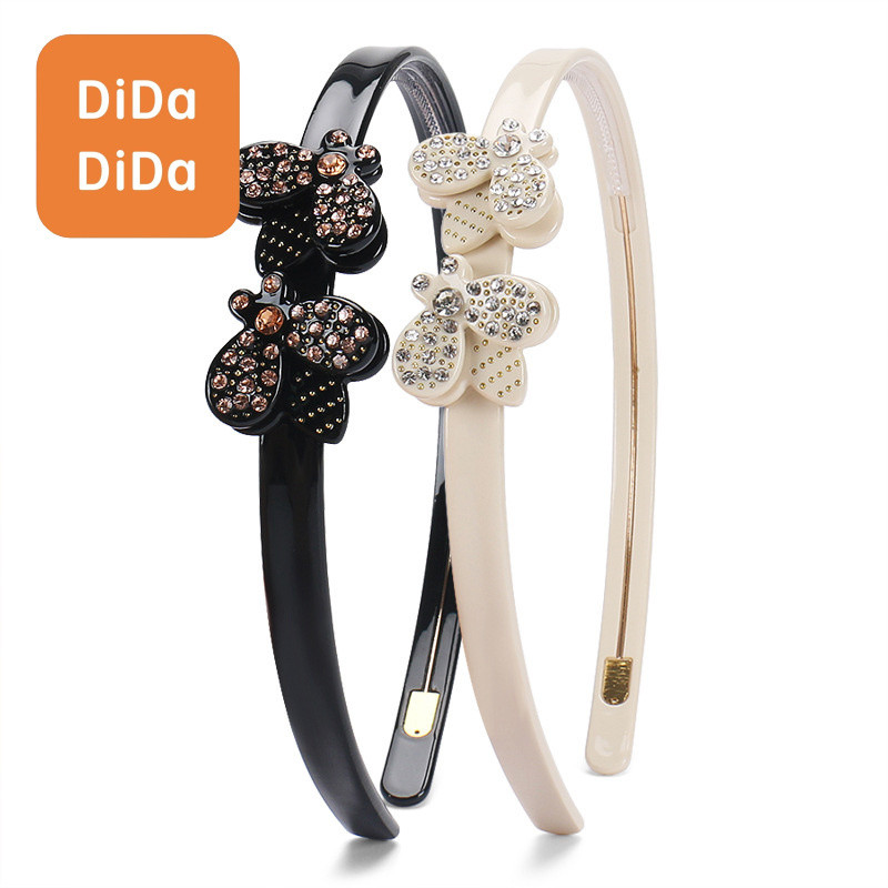 DIDA DIDA ที่คาดผมเพชรผึ้งหรูหรา สไตล์ฝรั่งเศสวินเทจ อุปกรณ์เสริมผมน่ารัก คุณภาพสูง กันลื่น ไม่กดหัว ล้างหน้า ประจำวัน