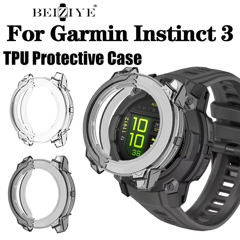เคสป ้ องกันสําหรับ For Garmin Instinct 3 Solar 50MM Samrt สายนาฬิกา TPU ฝาครอบกันชนซิลิโคนอุปกรณ ์ 