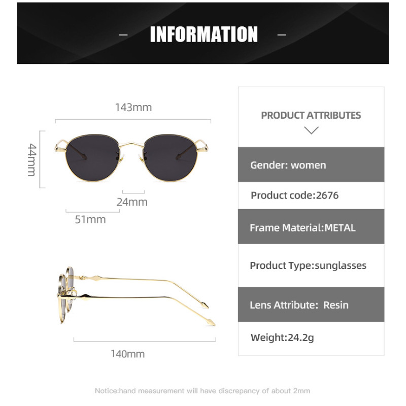 โลโช 2025 โลหะใหม่รอบแฟชั่นขั้นสูงแต่งหน้าดาวตกแต่งแว่นกันแดด, การออกแบบที่ไม่ซ้ํากัน, เสน่ห์ไม่มีที่สิ้นสุด, ด้านหน้าแนวโน้ม, แสงแดดฤด - รูปที่ 5