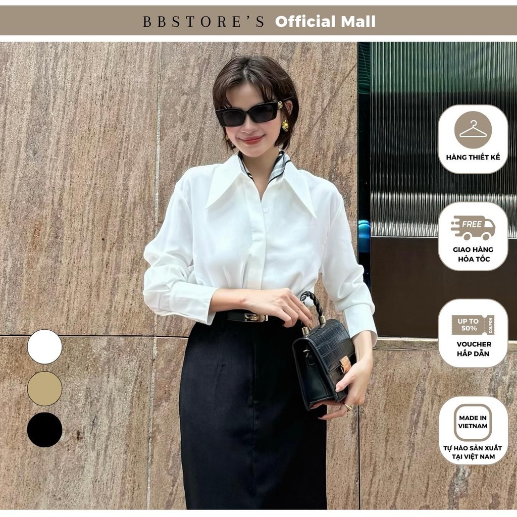 [MissChic x BBSTORES] เสื้อเชิ้ตสํานักงานแขนยาวหลวมขั้นพื้นฐาน - A3665