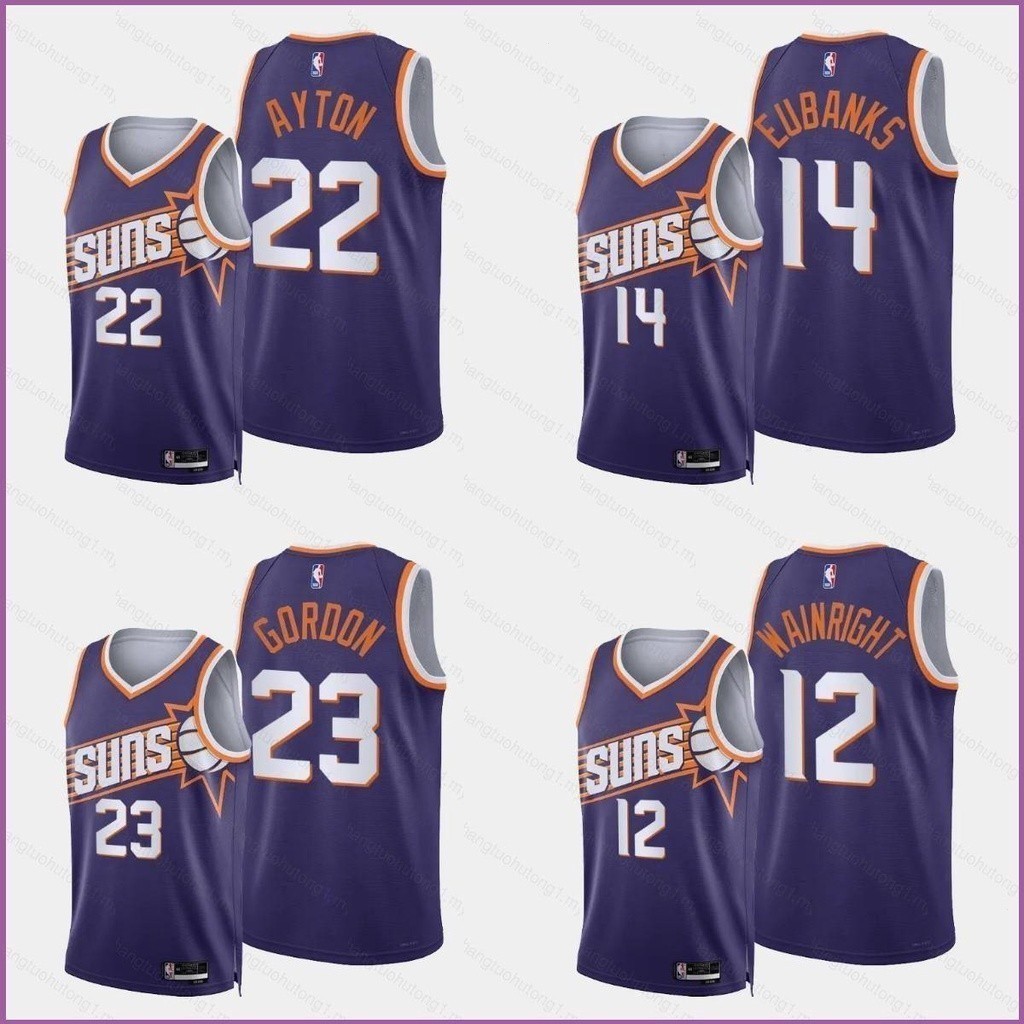 เสื้อกีฬาบาสเก็ตบอล แขนกุด ลาย HT1 2024 NBA Suns Jersey Eubanks Ayton Wainright Gordon สีม่วง สําหรับผู้ชาย และผู้หญิง TH1