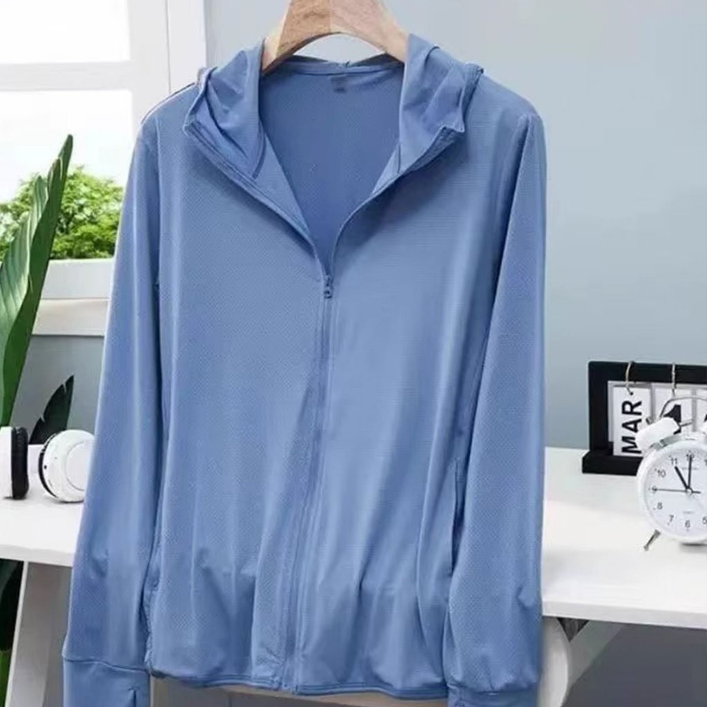 เสื้อผ้าป้องกันแสงแดดสำหรับผู้หญิง เสื้อกันแดด UPF50+ ผ้าไอซ์ สำหรับชายและหญิง ชุดฤดูร้อน แบบบางเบา - รูปที่ 2