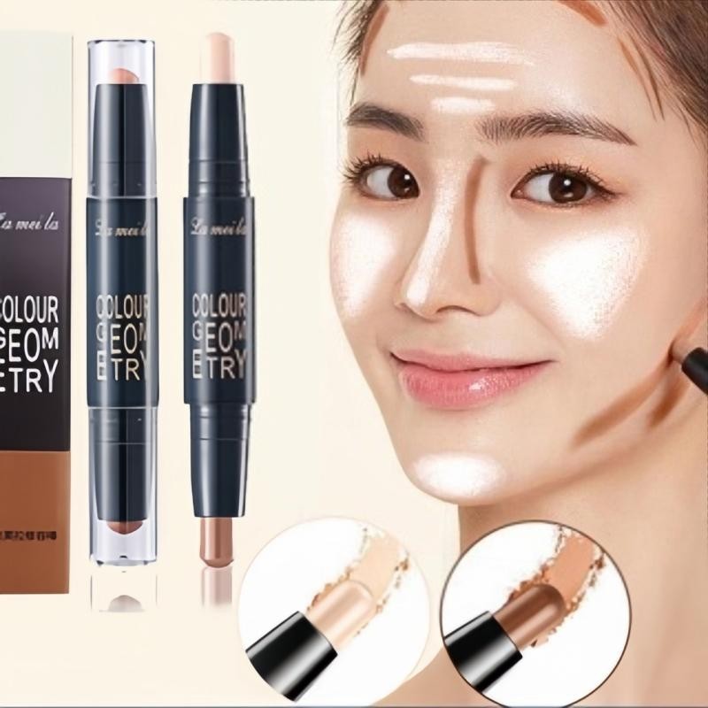 คอนซีลเลอร ์ Double-headed Contour Stick สามมิติ Face Brightening Highlight Stick V Face Makeup Shadow ปากกา