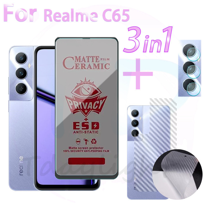3 in 1 ฟิล์มเซรามิค กันแอบมอง กันรอยเลนส์กล้อง เพื่อความเป็นส่วนตัว สําหรับ Realme C51S C53 C51 Note 50