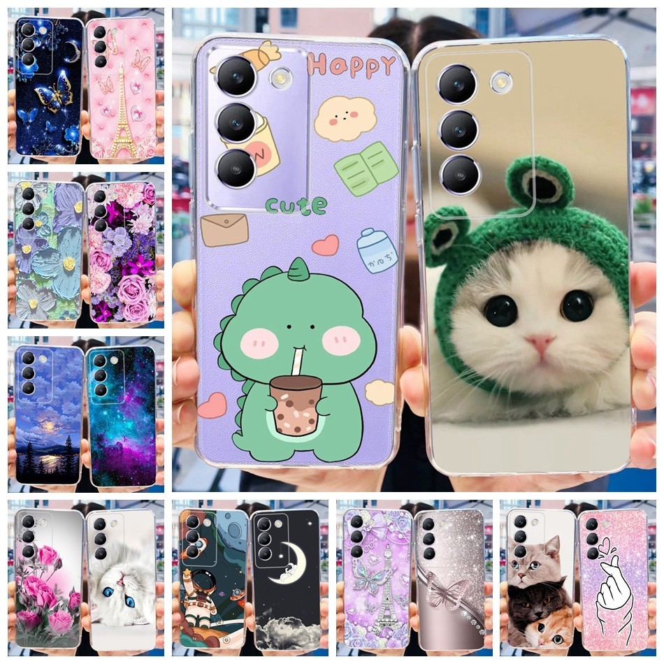 เคสโทรศัพท์มือถือ ซิลิโคนนุ่ม TPU ใส ลายไดโนเสาร์ แมวน่ารัก สําหรับ Vivo Y100 5G Y200E Y200E Y100 (I