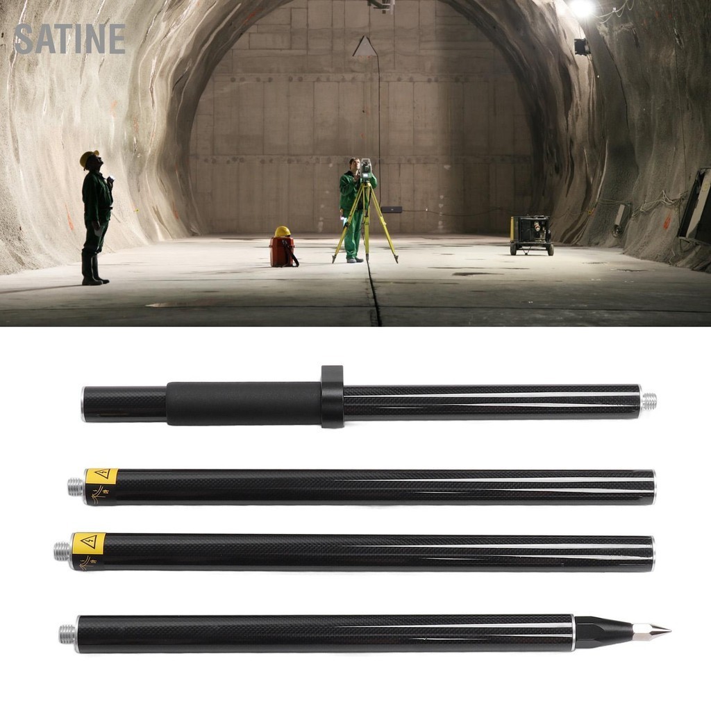 SaTine 2 เมตร 4 ส่วน Survey Pole RTK GPS คาร์บอนไฟเบอร์การสำรวจเสาปริซึมที่มีระดับฟอง 0 มม. คงที่