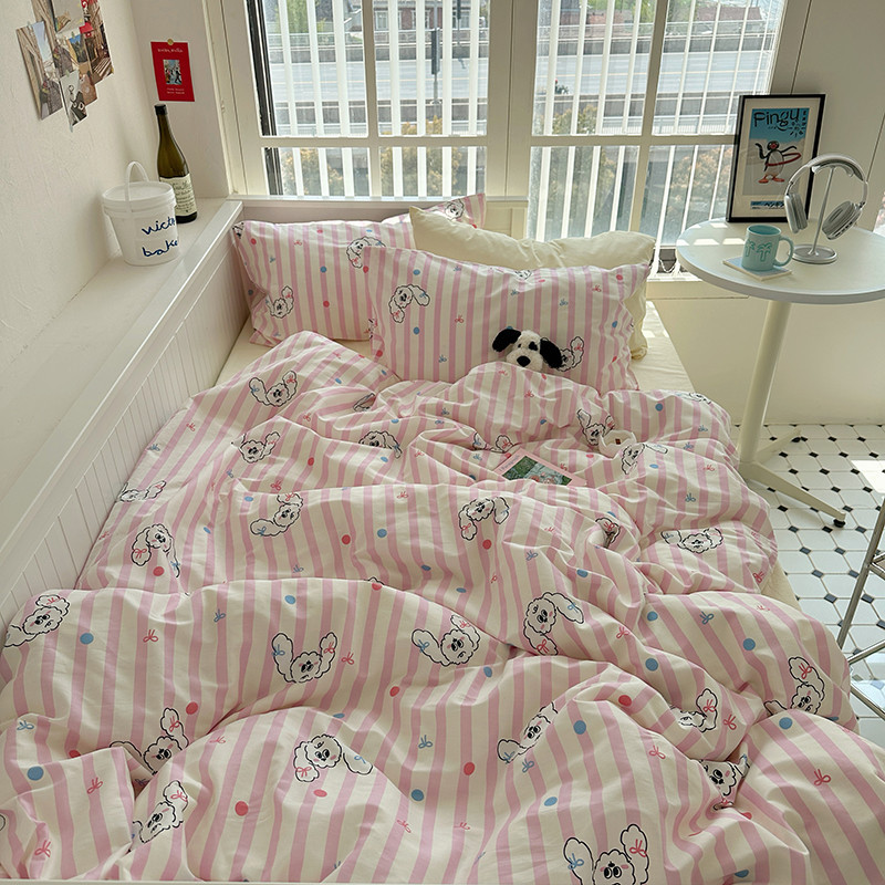 ชุดเครื่องนอน ผ้าปูที่นอน ผ้าฝ้าย 100% ประดับโบว์ สีชมพู ควีนไซซ์ คิงไซซ์ - รูปที่ 3