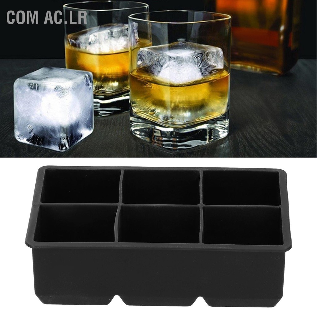 Com Ac.lr 6-Grid เครื่องทำน้ำแข็งขนาดใหญ่สแควร์ก้อนน้ำแข็งถาดซิลิโคนน้ำแข็งแม่พิมพ์ปาร์ตี้บาร์อุปกรณ์เสริม