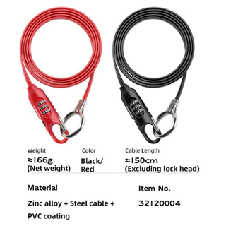 【TH Delivery】ROCKBROS สายเคเบิลล็อคหมวกกันน็อค กันขโมย แบบใส่รหัสผ่าน 150 ซม. แบบพกพา สําหรับรถจักรยานเสือภูเขา