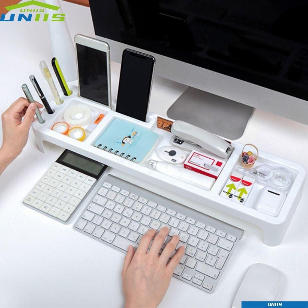 Uniis ชั้นวางของพลาสติก อเนกประสงค์ ขนาดใหญ่ จุของได้เยอะ เรียบง่าย สําหรับวางคีย์บอร์ดตั้งโต๊ะ ใช้ในบ้าน สํานักงาน