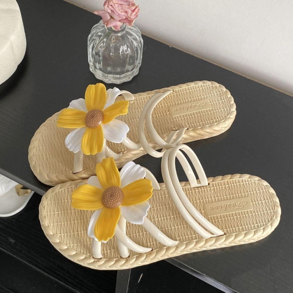 เจรีมี1ผู้หญิงรองเท้าแตะแบน,ป้องกันการลื่นไถลสานออกแบบฤดูร้อนรองเท้าแตะดอกไม้,แฟชั่นรองเท้าแตะหญิงทุกวันสบายๆชายหาดพลิก ล้มเหลว กลางแจ - รูปที่ 4