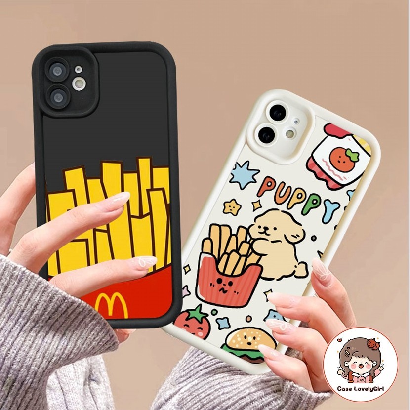Cute French Fries Puppy กรณี For OPPO A18 A58 A38 A57 A5S A3S A15 A16 A77S A17 A55 A54 A98 A78 A53 A33 A7 A94 A52