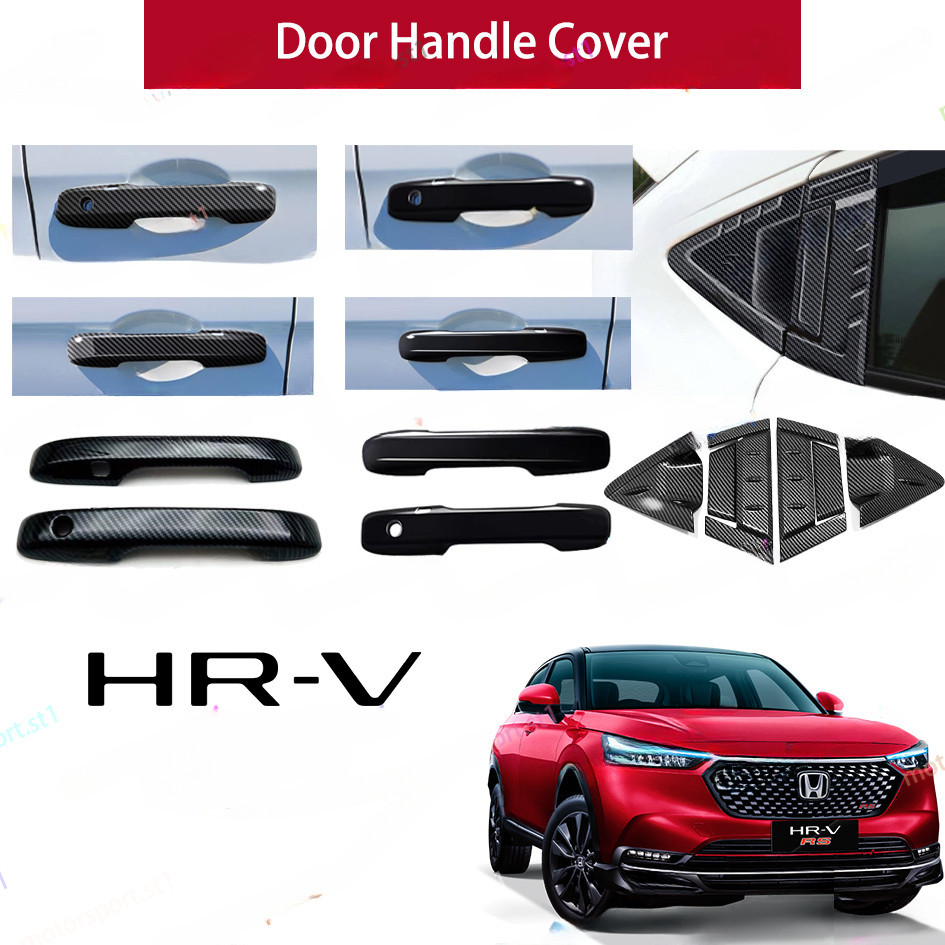 Fanmao [พร้อมส่ง] ฝาครอบมือจับประตูคาร์บอน ป้องกันรอยขีดข่วน สีดํา สําหรับ Honda HRV 2022-2024 HRV 2